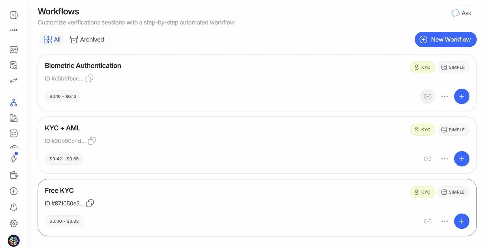 Free KYC workflow in Didit