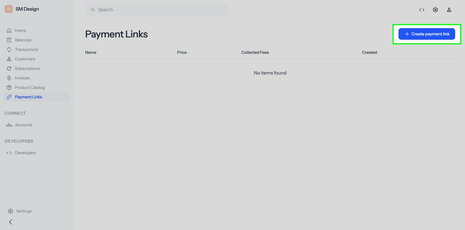 Create payment link button